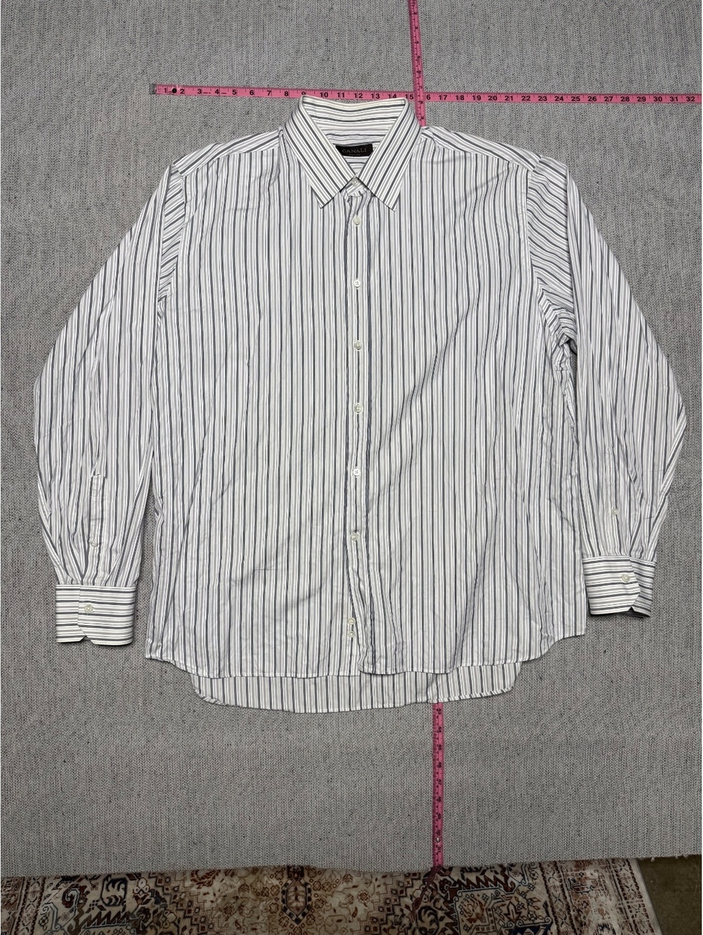 Canali Men's Classic Fit Striped Button-Up Dress Shirt 47